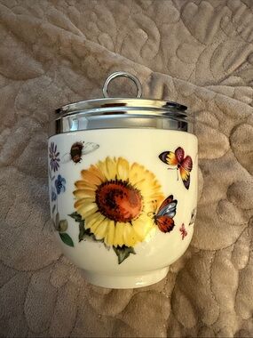 Royal Worcester White Porcelain with Sunflower and Butterflies